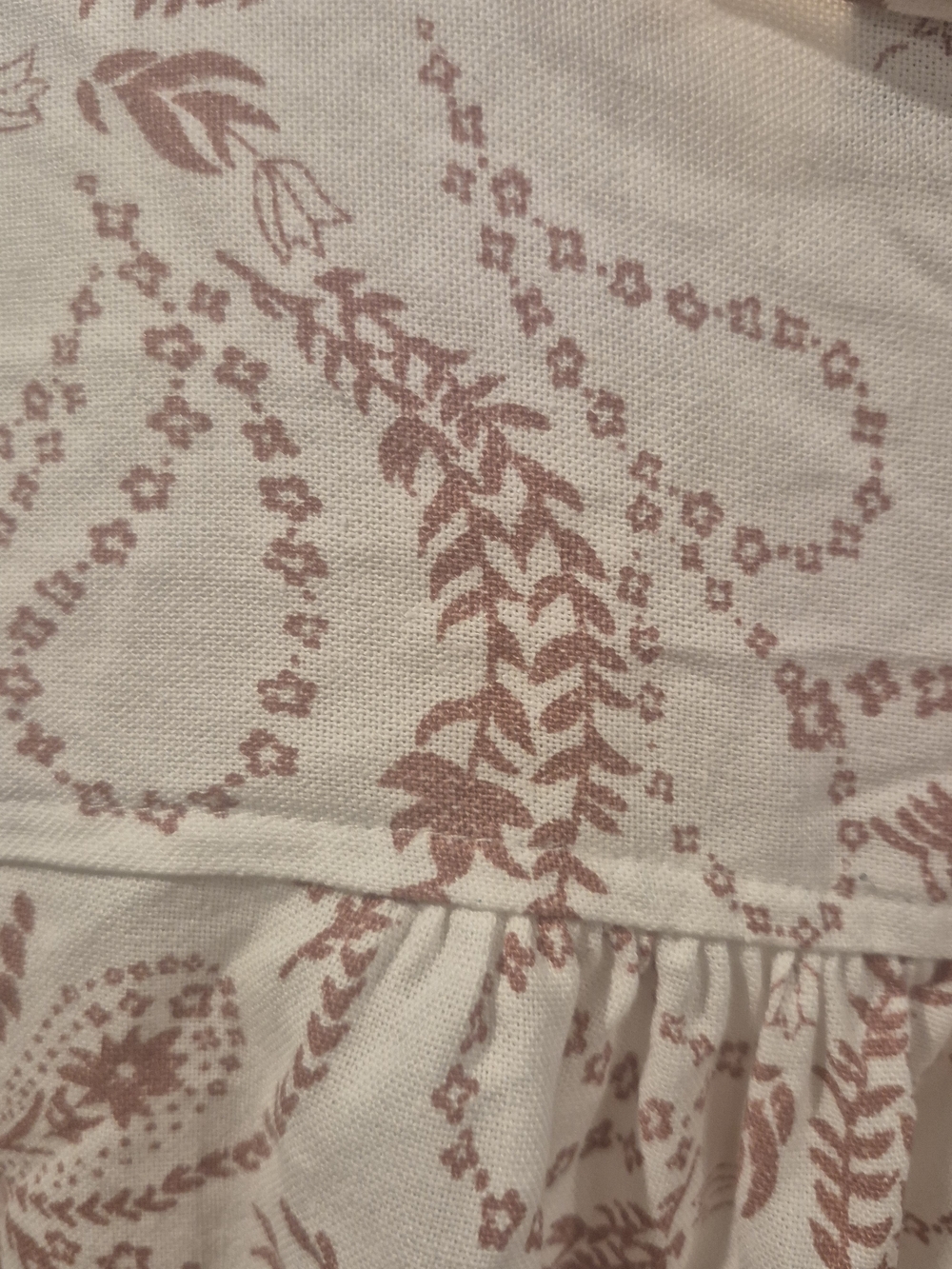 Women’s Cream Short-Sleeve Button-Up Top with Rose Print L Linen Viscose - Picture 4 of 9